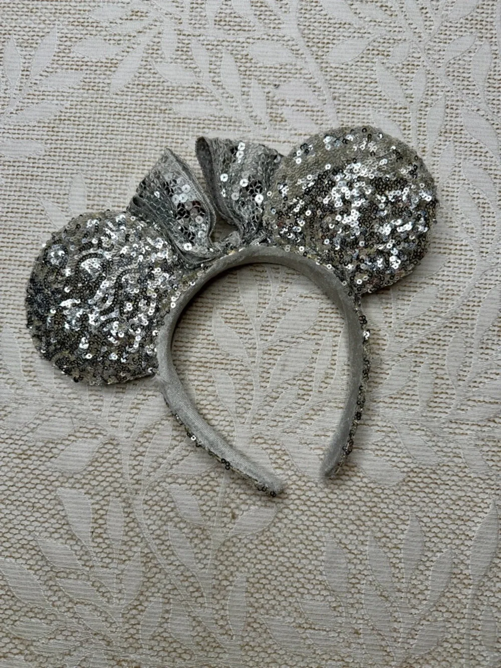 Disney Parks Silver Sequin Minnie-Style Kids Headband